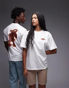 Футболка Dickies Graysville с графическим принтом животных на спине, белая