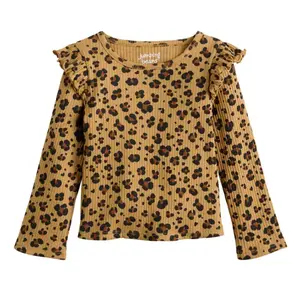 Детский топ с ребристыми рукавами-крылышками для девочек 4-20 Jumping Beans, цвет cheetah spot brown