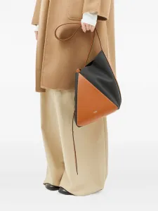 Кожаная треугольная сумка на плечо с логотипом MAX MARA, коричневый