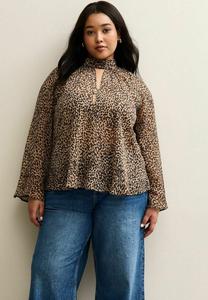 Блуза New Look Curves CURVES ANIMAL PRINT HIGH KEYHOLE NECK, Brown Pattern/Brown