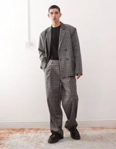 Брюки свободного кроя с люверсами, серые, в клетку Reclaimed Vintage