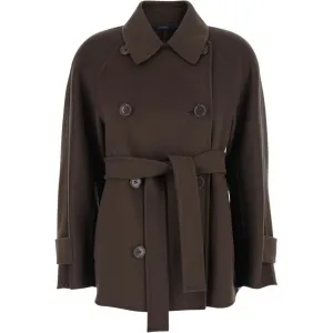 'S MAX MARA Пальто мужское коричневое с лацканами, умеренно прямое