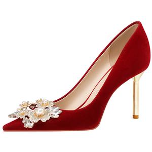 Lan Miao Женские туфли на тонком каблуке, бордовые