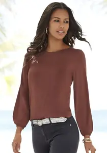 LASCANA рубашка с длинными рукавами и широкими рукавами, коричневый