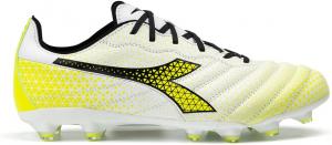 Футбольные бутсы Diadora Brasil Elite 2 LT LP12 для твердого грунта - сверхмягкий, водоотталкивающий верх из цельной телячьей кожи, подкладка из несжимаемой ткани, противоскользящая PU-подкладка на пятке, стелька с точками гибкости, белый/черный/желтый