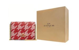 COACH Кожаный мини-кошелек квадратной формы красный