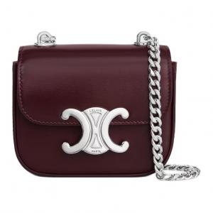 CELINE Кожаная сумка через плечо мини женская тёмно-бордовая