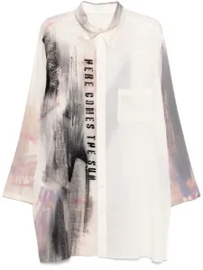 Рубашка с графичным принтом Yohji Yamamoto, нейтральный