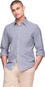 Мужская фирменная рубашка TOMMY HILFIGER с длинным рукавом и застежкой на пуговицы, классического кроя, коллекция 2025 года, Gingham Dark Navy.