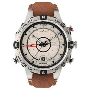 TIMEX Часы Expedition Collection Adventurer Wrist Watch Quartz Movement Leather Strap 45mm White Dial Men's Watch, Coffee
