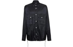 Рубашка с пуговицами и узором монограмм BALMAIN, черный