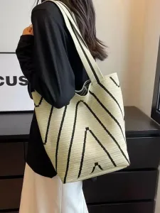 Женская сумка-тоут из холста с геометрическим принтом Doux Belle, цвет Off White