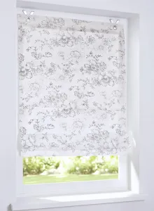 Рулонная штора KUTTI Joy с люверсами и цветочным узором, непрозрачная, с крючками (сверление не требуется), размером 100 х 130 см Kutti