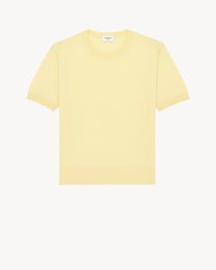 Футболка с круглым вырезом из кашемира, шерсти и шелка Saint Laurent, желтый