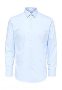 Рубашка деловая облегающая с воротником Кент хлопок Selected, голубой