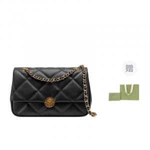 Кожаная сумка через плечо VANESSA HOGAN Helen женская черная + фиолетово-голубой аромат + подарочный набор