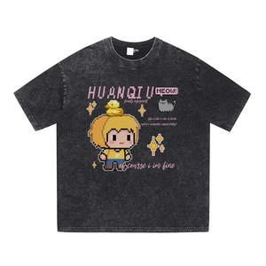 Футболка Unisex Crew Neck Moderate Heavyweight HUANQIU, washed черный