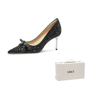 LOLY Тонкие каблуки на шпильке женские черные Because of My Sparkling 6CM, цвет Because of My Sparkling 6CM