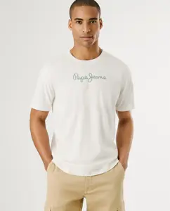Мужская футболка с коротким рукавом и принтом логотипа Pepe Jeans, белый