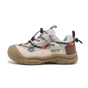 Нескользящие, износостойкие, дышащие, легкие, амортизирующие. Низкие детские кроссовки для повседневной носки. ABC KIDS, бежевый/серый