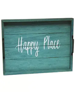 Декоративный поднос из дерева с ручками Elegant Designs, blue