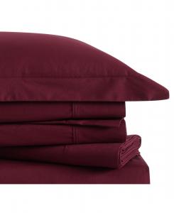 Комплект постельного белья из 3 предметов, однотонный, из хлопкового перкаля, размер Twin XL Brooklyn Loom, Burgundy