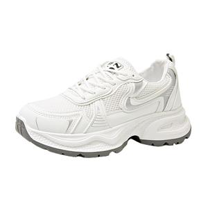 BINGO DUCK Серебряные женские массивные кроссовки низкие с амортизацией, противоскользящей подошвой, дышащие, увеличивающие рост, цвет Silver