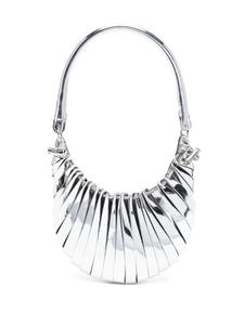 Coperni мини-сумка на плечо Petal с эффектом металлик, серебряный