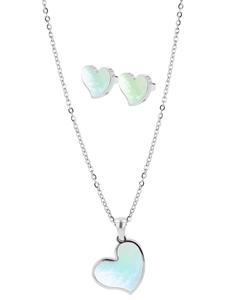 Adeliás Женское колье из нержавеющей стали с перламутровой вставкой, 45+5 см, серебро