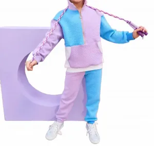 Детские стеганые спортивные брюки с узором "решетка" для девочек, лавандово-голубого цвета Bisby