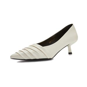 Тонкие туфли на шпильке 5 см женские POOQ, Ecru