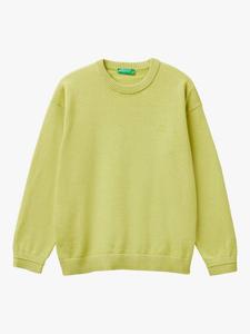 Детский хлопковый джемпер с ребристым воротником Benetton, Green