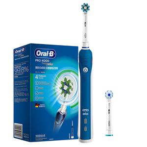 Электрическая зубная щетка пара перезаряжаемые вращающиеся мягкая щетина P4000 Oral-B, темно-синий