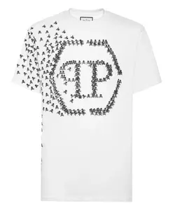 Футболка с круглым вырезом и изображением черепа и костей. Philipp Plein, белый