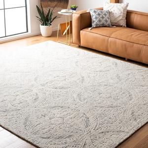 Ковер SAFAVIEH, 183 x 183 см, Metro Collection - Natural & Light Grey, ручной работы из шерсти, идеален для помещений с высокой проходимостью в гостиной, спальне (MET802F)