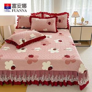 Fuanna Плед из молочного велюра 230х250 см, комплект из 3 предметов (покрывало и 2 наволочки), цвет Red and Pink Beauty