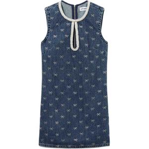 Self-portrait Женское платье-самострел без рукавов denim blue