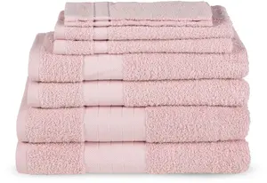 Комплект полотенец доброе утро "Uni" (набор, 8 шт.), с тканым краем Good morning 70х140 см (8 шт.), светло-розовый