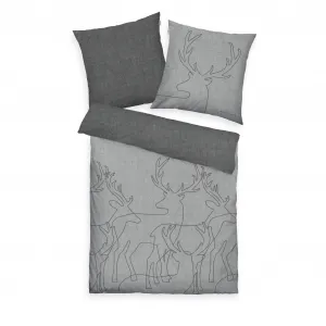 Двустороннее постельное белье TOM TAILOR HOME» Размер Леннарта. 135x200, 155x220 или 200x200 см, идеально подходит для Рождества", фланелевая уютная теплая зимой, рождественское постельное белье из хлопка, серый