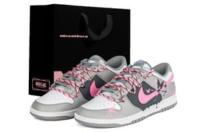 Женские скейтерские кроссовки Dunk низкие серо-розовые устойчивые к истиранию дышащие Nike, серый/розовый