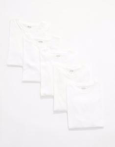Набор из 5 футболок с круглым вырезом Essentials белого цвета Asos Design