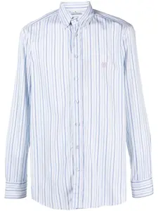 Полосатая рубашка с вышитым логотипом ETRO, синий