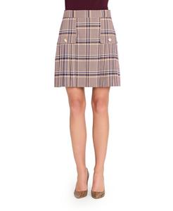 Маленькая клетчатая плиссированная юбка Tahari ASL, Tan/Plum