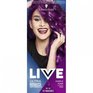 Schwarzkopf Ultra Brights Or Pastels Яркая полуперманентная фиолетовая краска для волос держится до 15 стирок Purple Punk 094, Live