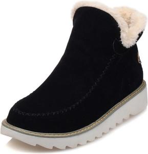 Зимние ботинки Ladmiple для женщин, широкая посадка, с удобной посадкой, теплые снежные ботильоны с меховой подкладкой, модные, для прогулок на улице, Black