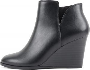 Soda Ability - ботильоны средней высоты с разрезом на голенище и молнией, танкетка с наклонным каблуком, Black Pu