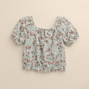 Детская блузка с буфами для девочек 4-12 лет Little Co. By Lauren Conrad, Blue Berry Print