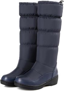 Женские зимние ботинки с меховой подкладкой, противоскользящие, с эластичной резинкой, толстой подошвой, теплые, водонепроницаемые, средней высоты, подходят для снега, зимних путешествий и вождения NEGYANME, Blue