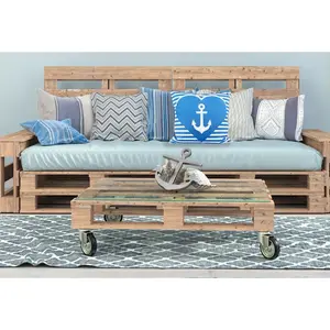 Подушка для декора queence Anker 40x40/50x50 см для улицы Чехол для подушки с люверсом и шнурком, морской стиль Queence, Blau/Weiß + bedruckt