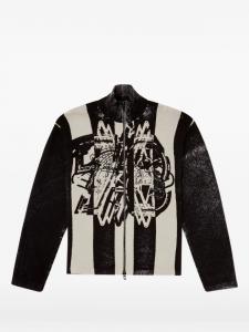 Полосатая куртка-бомбер на молнии Diesel, черный